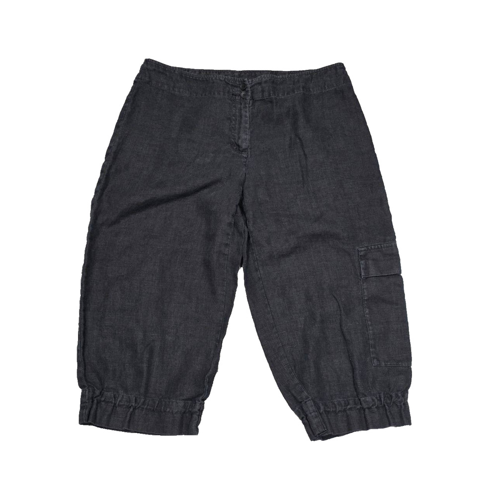 Eileen Fisher Cargo linen capri pants Women's Sz Medium Black A004177 - Picture 1 of 8